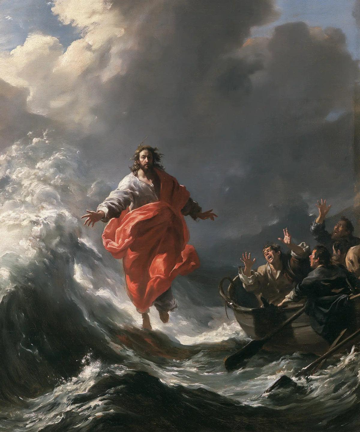 Jesus Walking on Water — The Red Drape and the White Wave