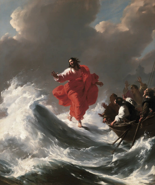 Jesus Walking on Water — The Crest Crowned in Red