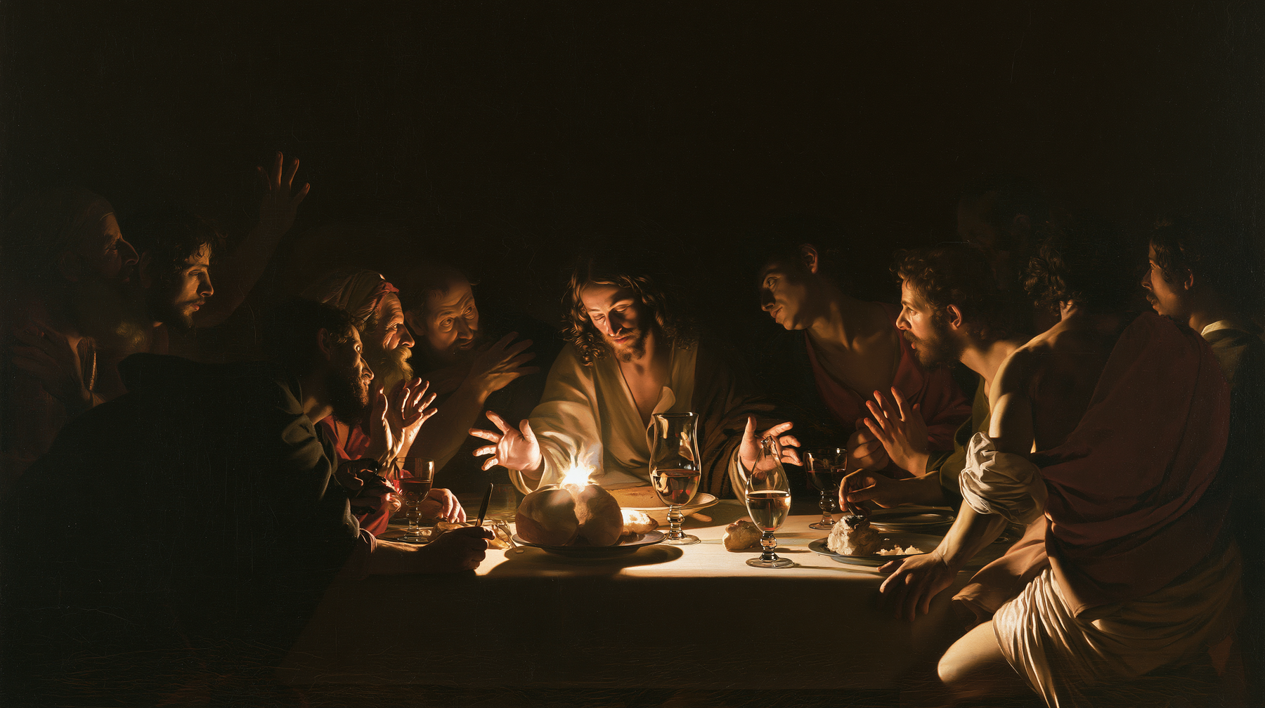 The Last Supper - Caravaggio - tenebrism n° 9 — aperçu de la finition sélectionnée