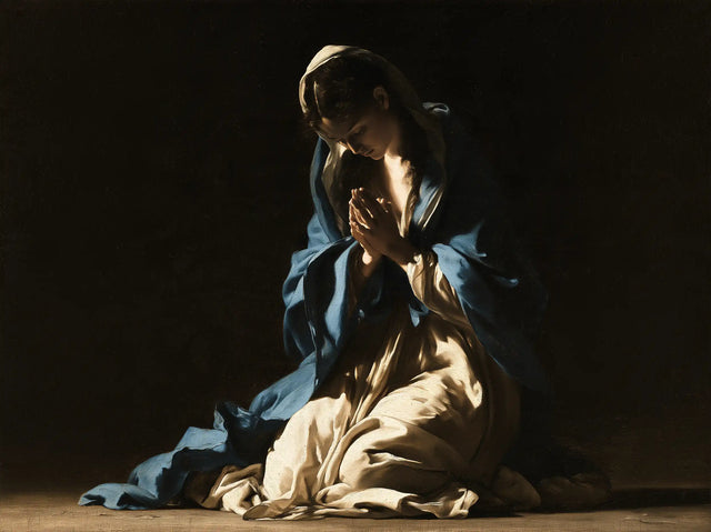 Virgin Mary in Prayer — The Glow between the Palms