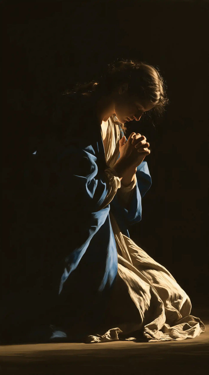 Virgin Mary in Prayer — Devotion Barely Lit