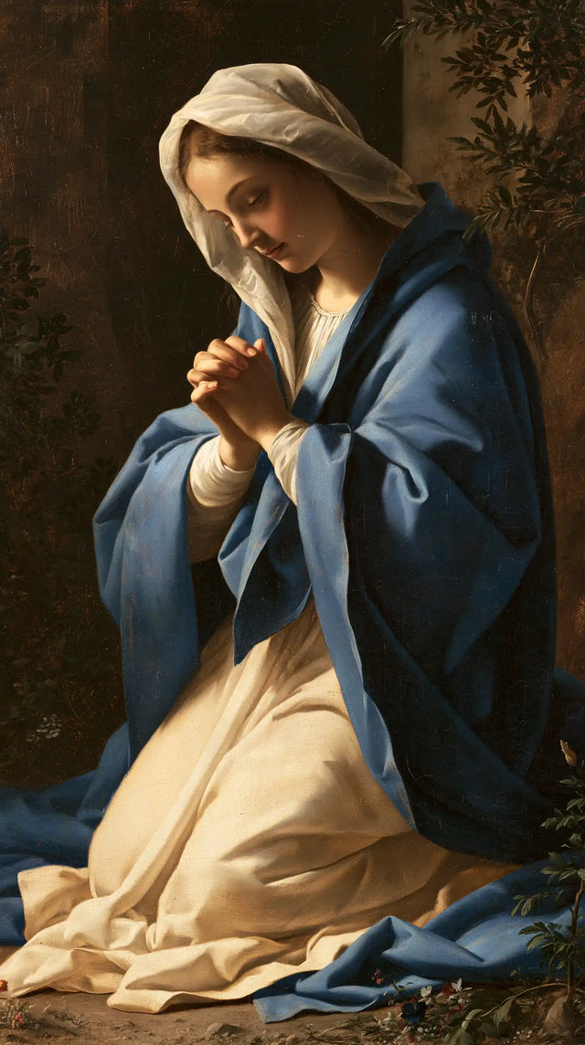 Virgin Mary in Prayer — Hands in Evening Light