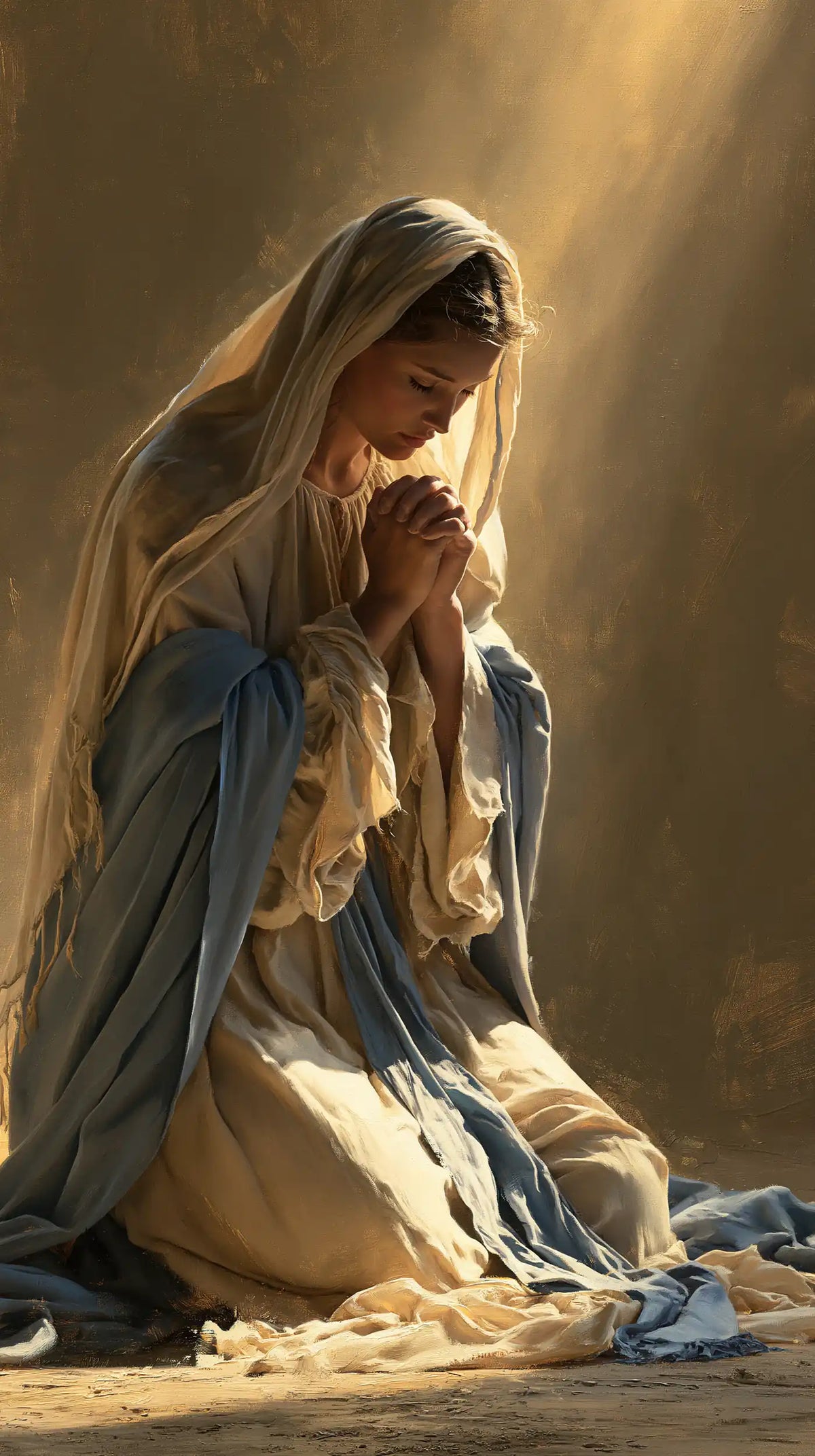 Virgin Mary in Prayer — The Ray upon Prayerful Hands