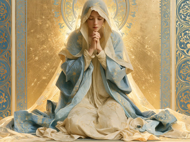 Virgin Mary in Prayer - Sacred Art Nouveau · Landscape n° 6