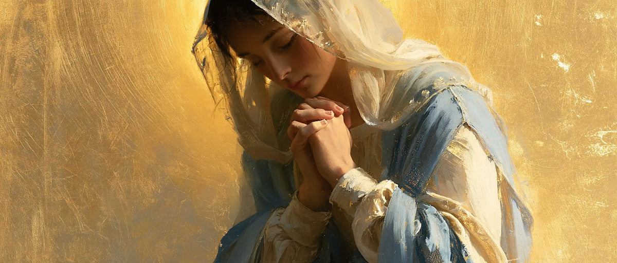 Virgin Mary in Prayer — The Cheek above Joined Hands