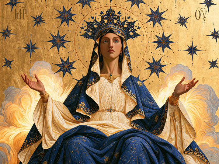 Mary, Queen of Heaven — The Blue Diadem in the Clouds’ Radiance