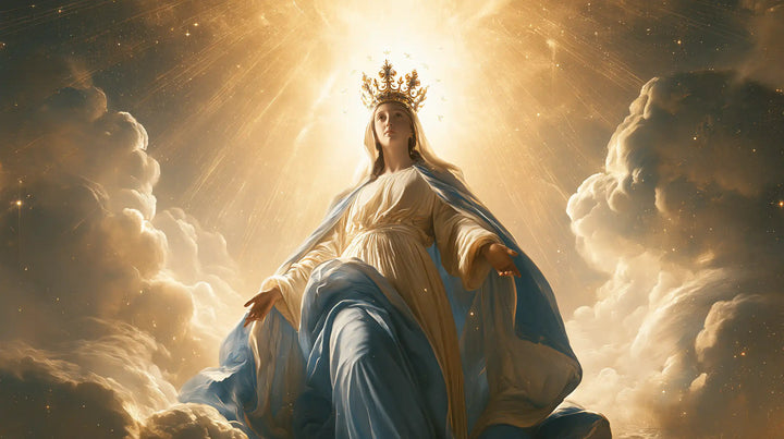 Mary, Queen of Heaven — The Amber Robe Behind the Blue Wave