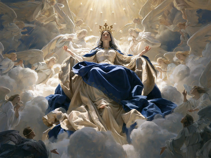 Mary, Queen of Heaven — The Dark Mantle Above Folds of Light