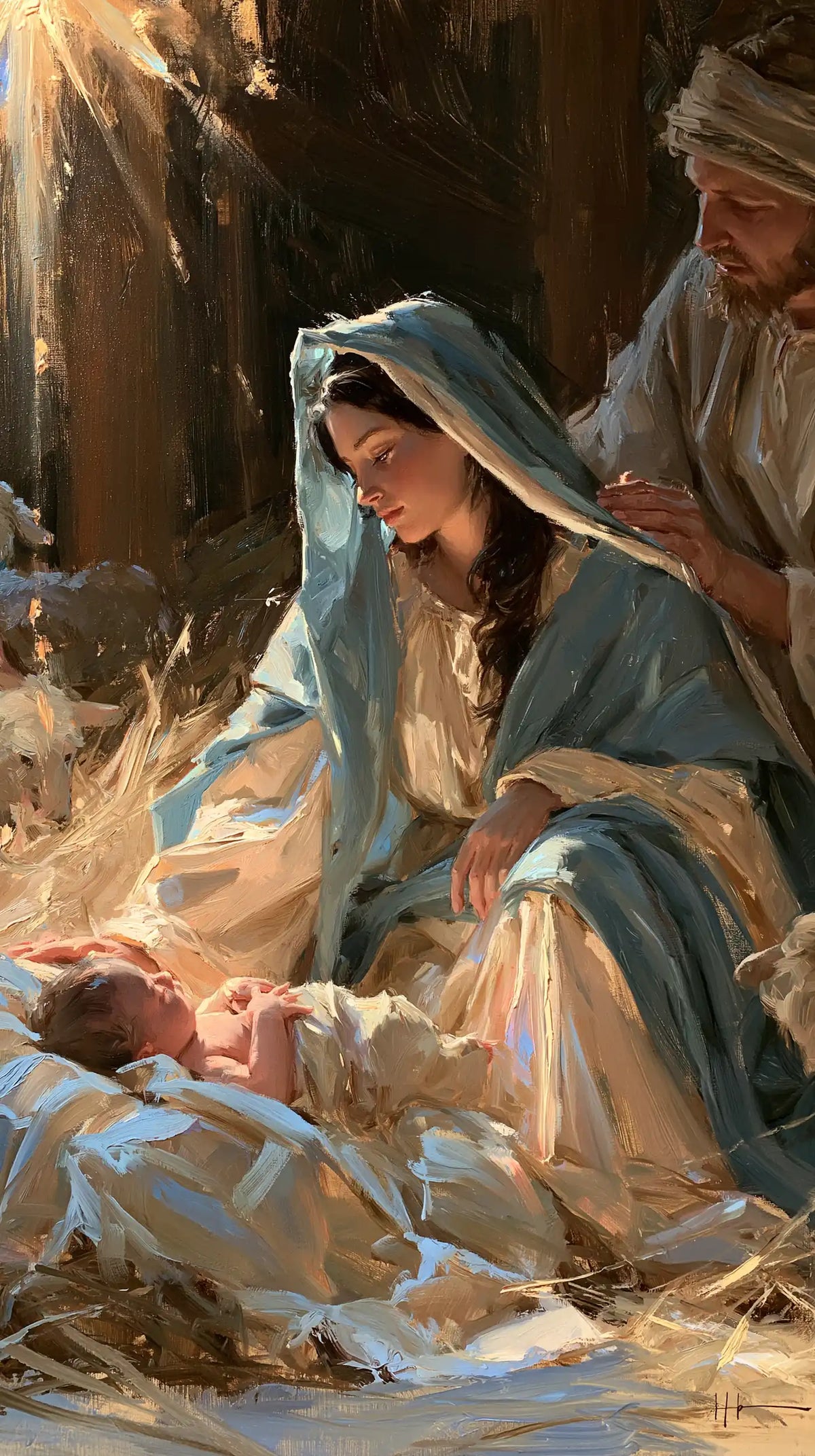 The Nativity — The Cradle Beneath Slanting Light