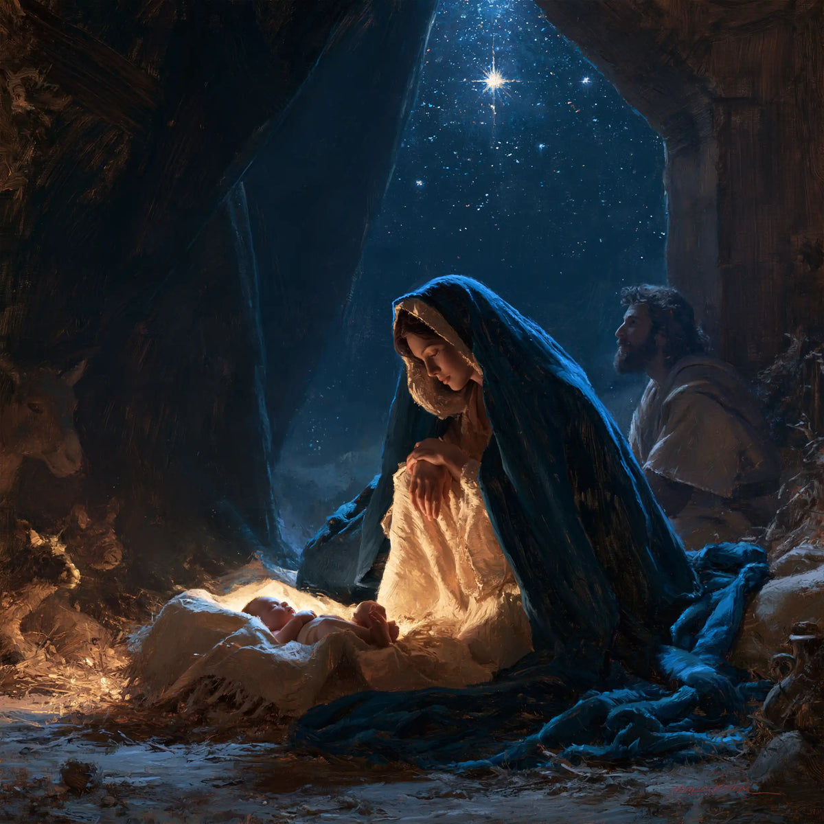 The Nativity — The Cradle Beneath the Silent Shower of Stars