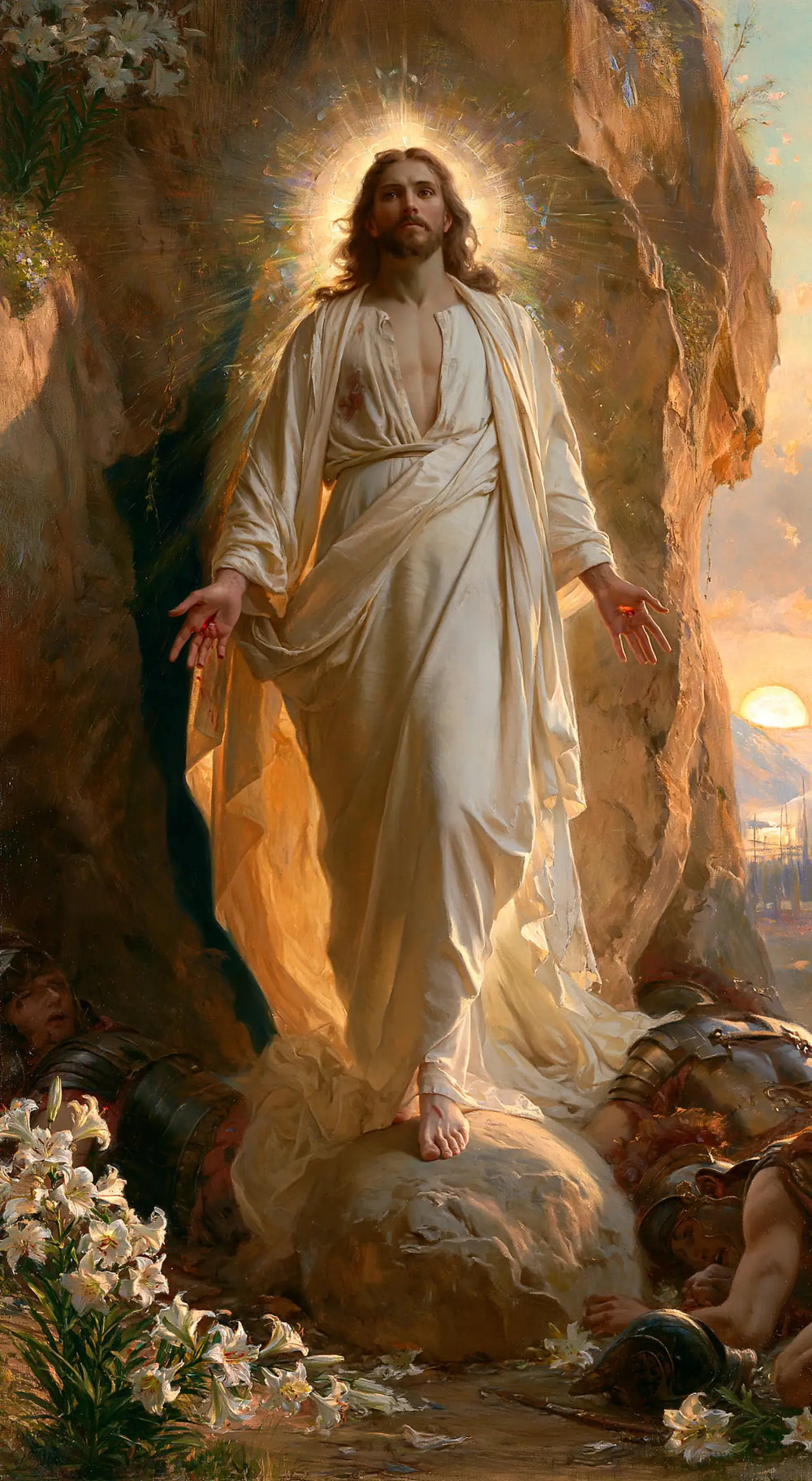 Resurrection of Jesus Christ in Expressionist style, portrait Christian artwork no. 6
