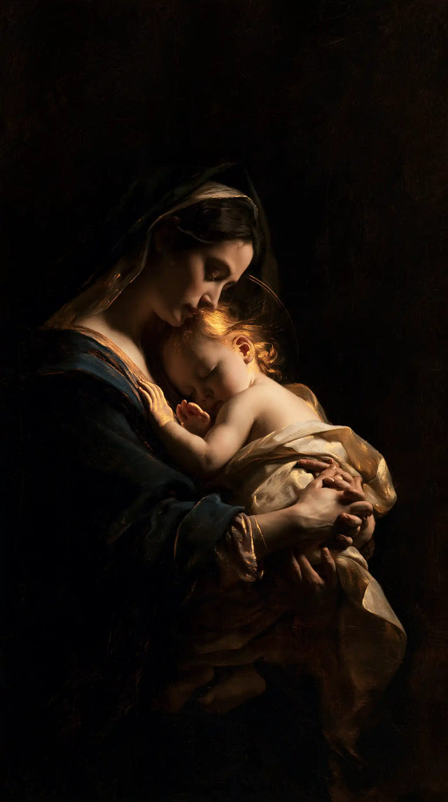 Virgin Mary and Child Jesus - Black and Gold · Portrait n° 4