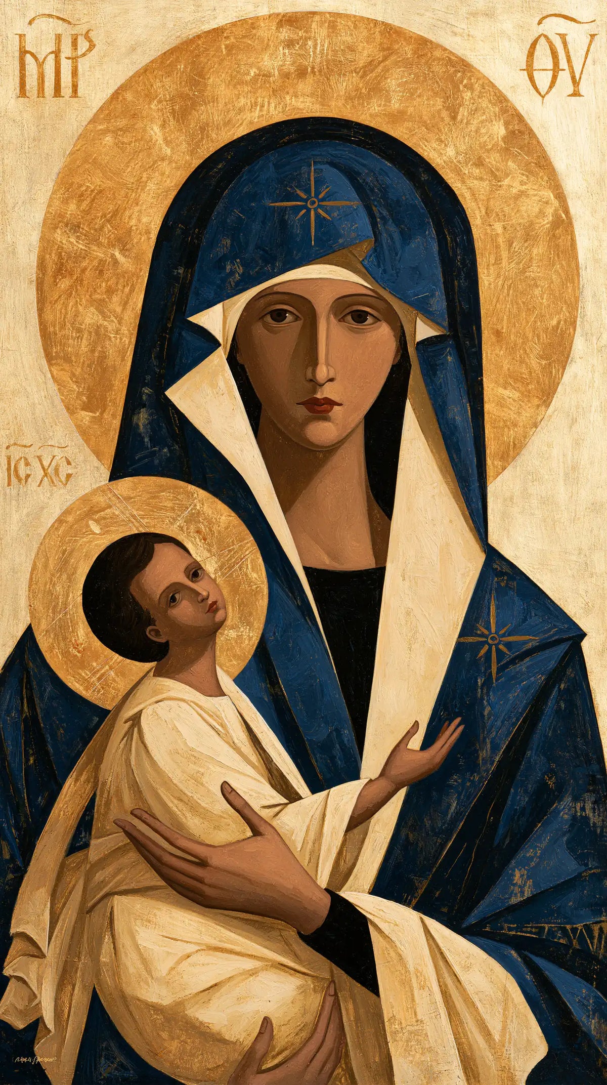 the Virgin Mary and the Child Jesus in Contemporary Byzantine style, portrait Christian artwork no. 17