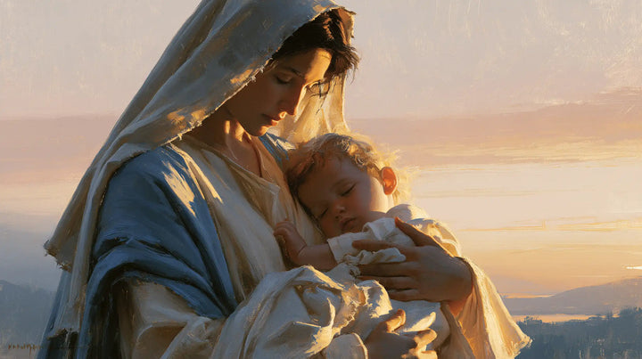 The Virgin and Child — Quiet Fingers in the Golden Hour