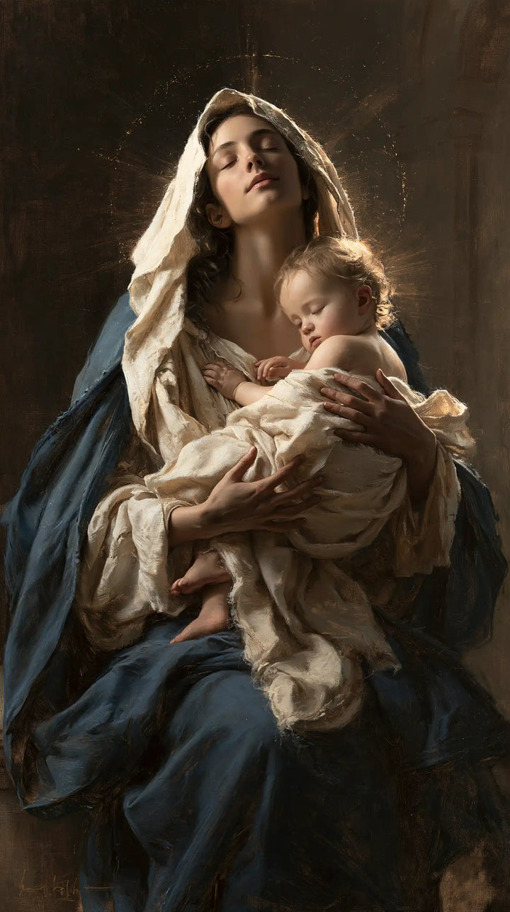 The Virgin and Child — The Gaze Raised Above the Little Sleeper