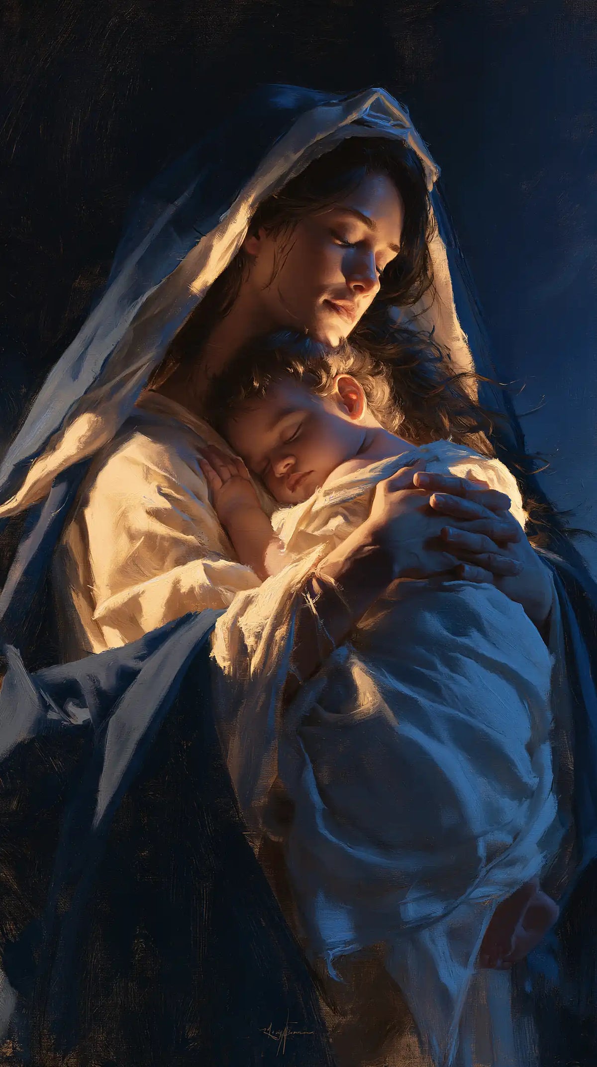 The Virgin and Child — Sleep Wrapped in Light and Shadow