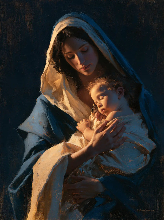 The Virgin and Child — The Little Cheek Supported by a Palm