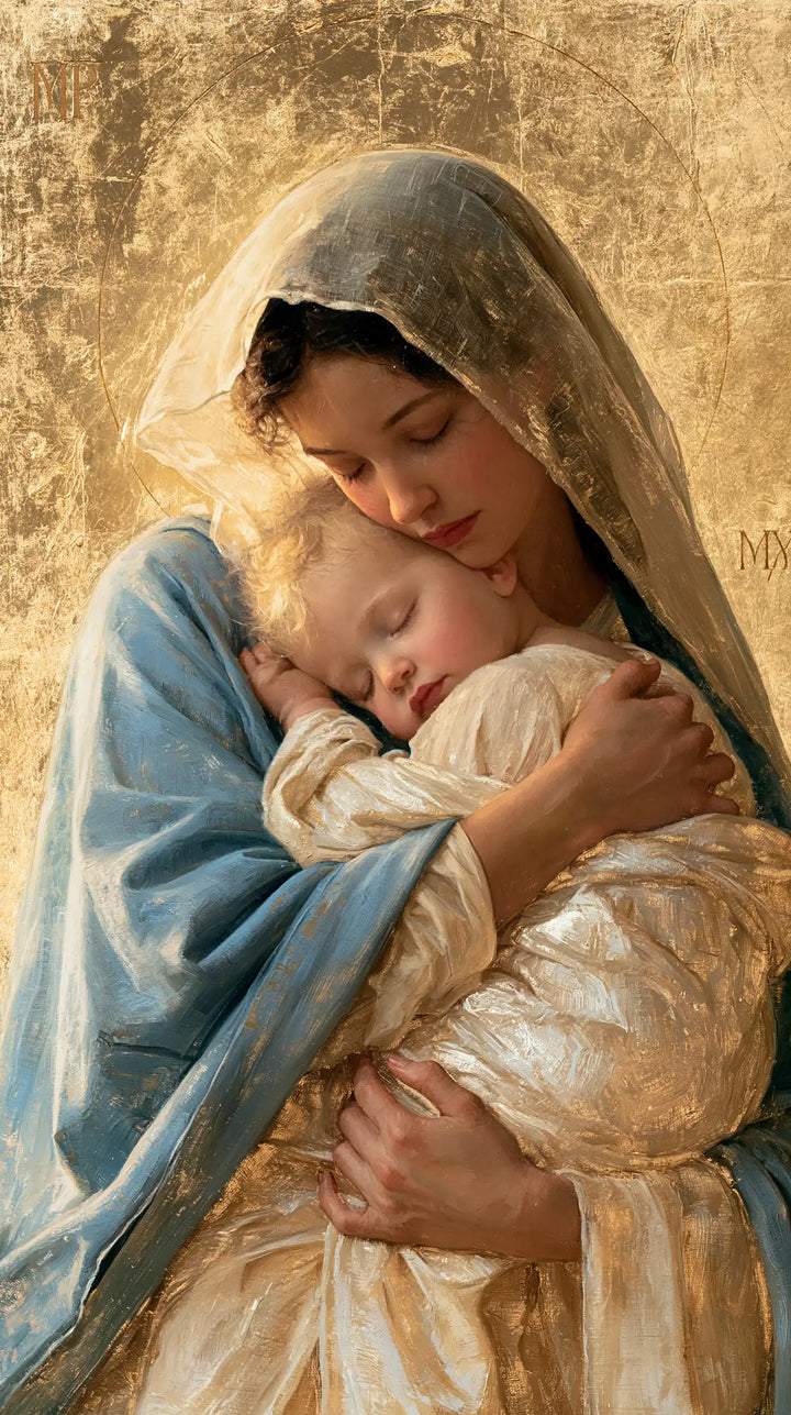 Virgin Mary and Child Jesus - Sacred Gold · Portrait n° 3