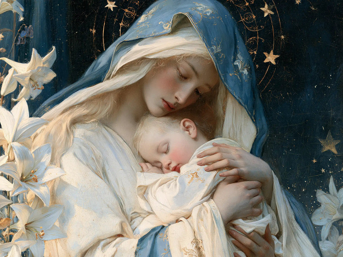 The Virgin and Child — The First Dream Between Lilies and Stars