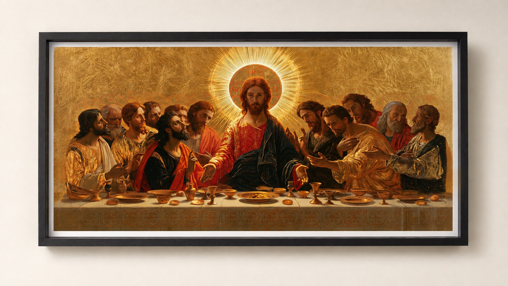 Aynı Son Akşam Yemeği Fine Art baskısı derin siyah Kutu çerçevesinde
